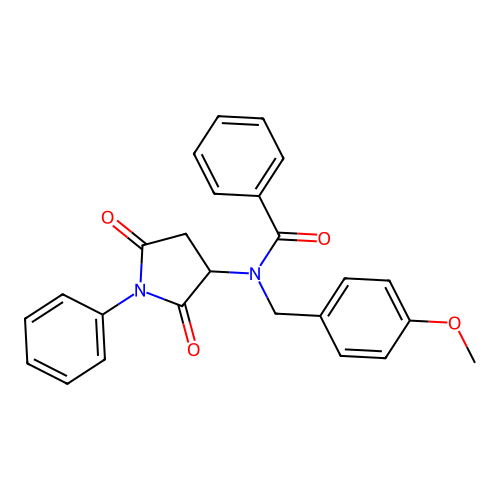 N-(2,5-dioxo-1-phenylpyrrolidin-3-yl)-N-(4-methoxybenzyl)benzamide structure