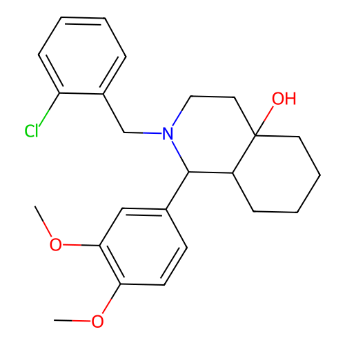 2-(2-chlorobenzyl)-1-(3,4-dimethoxyphenyl)octahydroisoquinolin-4a(2H)-ol structure