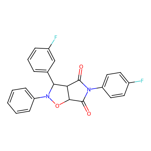 3-(3-fluorophenyl)-5-(4-fluorophenyl)-2-phenyl-3a,6a-dihydro-3H-pyrrolo[3,4-d][1,2]oxazole-4,6-dione structure