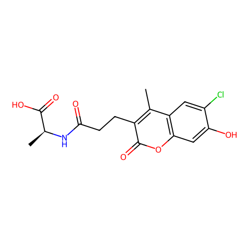 (2S)-2-[3-(6-chloro-7-hydroxy-4-methyl-2-oxochromen-3-yl)propanoylamino]propanoic acid structure