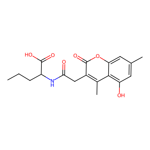 2-(2-(5-hydroxy-4,7-dimethyl-2-oxo-2H-chromen-3-yl)acetamido)pentanoic acid structure