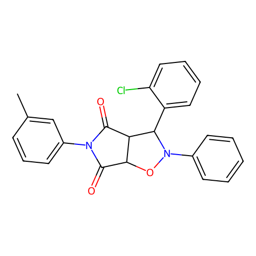 3-(2-chlorophenyl)-2-phenyl-5-(m-tolyl)dihydro-2H-pyrrolo[3,4-d]isoxazole-4,6(5H,6aH)-dione structure