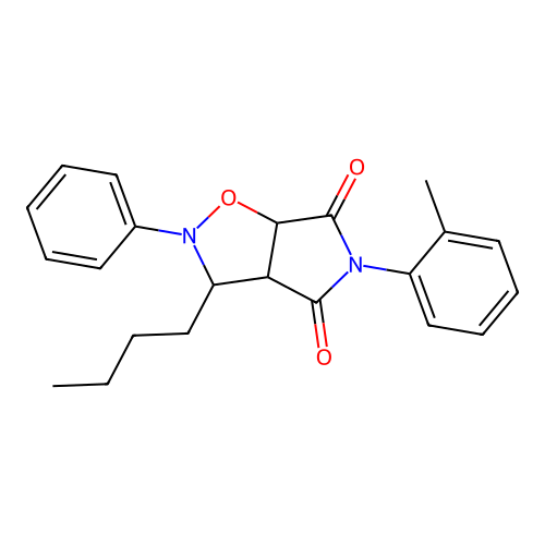 3-butyl-2-phenyl-5-(o-tolyl)dihydro-2H-pyrrolo[3,4-d]isoxazole-4,6(5H,6aH)-dione structure