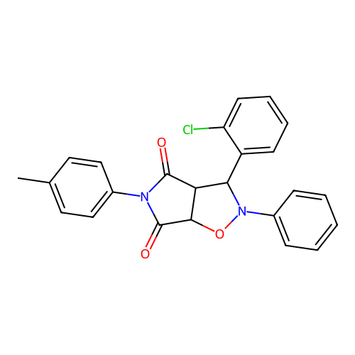 3-(2-chlorophenyl)-2-phenyl-5-(p-tolyl)dihydro-2H-pyrrolo[3,4-d]isoxazole-4,6(5H,6aH)-dione structure
