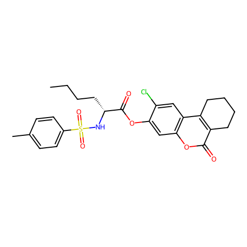 (2-chloro-6-oxo-7,8,9,10-tetrahydrobenzo[c]chromen-3-yl) (2R)-2-[(4-methylphenyl)sulfonylamino]hexanoate structure