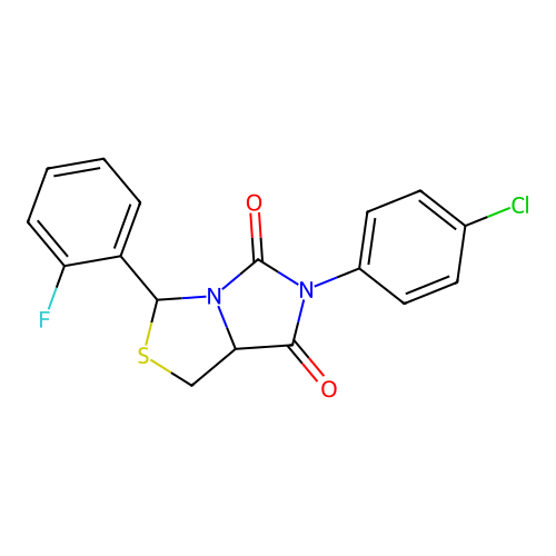 6-(4-chlorophenyl)-3-(2-fluorophenyl)-1H-imidazo[1,5-c][1,3]thiazole-5,7(6H,7aH)-dione structure