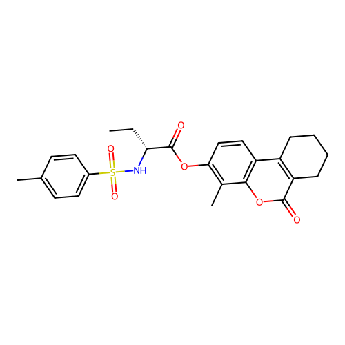 (4-methyl-6-oxo-7,8,9,10-tetrahydrobenzo[c]chromen-3-yl) (2R)-2-[(4-methylphenyl)sulfonylamino]butanoate structure