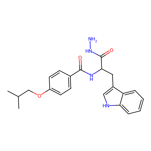 N-[1-Hydrazinocarbonyl-2-(1H-indol-3-yl)-ethyl]-4-isobutoxy-benzamide structure