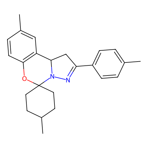 4',9-dimethyl-2-(4-methylphenyl)spiro[1,10b-dihydropyrazolo[1,5-c][1,3]benzoxazine-5,1'-cyclohexane] structure