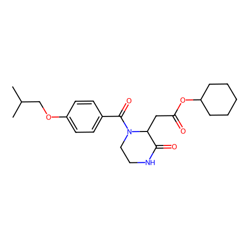 Cyclohexyl (1-{[4-(2-methylpropoxy)phenyl]carbonyl}-3-oxopiperazin-2-yl)acetate structure