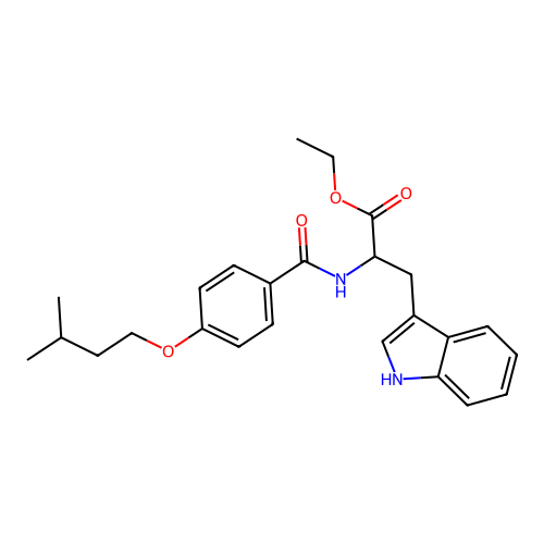 ethyl N-{[4-(3-methylbutoxy)phenyl]carbonyl}tryptophanate structure