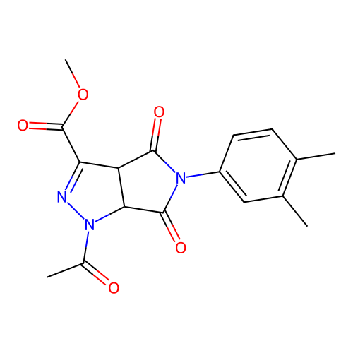 methyl 1-acetyl-5-(3,4-dimethylphenyl)-4,6-dioxo-1,3a,4,5,6,6a-hexahydropyrrolo[3,4-c]pyrazole-3-carboxylate structure