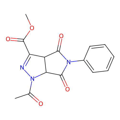 methyl 1-acetyl-4,6-dioxo-5-phenyl-1,3a,4,5,6,6a-hexahydropyrrolo[3,4-c]pyrazole-3-carboxylate structure