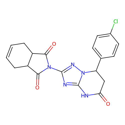 2-(7-(4-chlorophenyl)-5-oxo-4,5,6,7-tetrahydro-[1,2,4]triazolo[1,5-a]pyrimidin-2-yl)-3a,4,7,7a-tetrahydro-1H-isoindole-1,3(2H)-dione structure