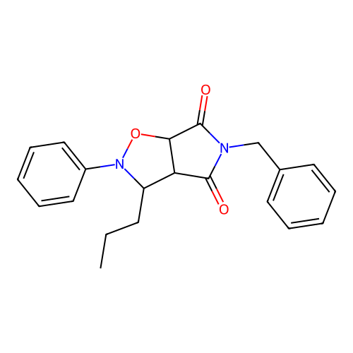 5-benzyl-2-phenyl-3-propyldihydro-2H-pyrrolo[3,4-d][1,2]oxazole-4,6(3H,5H)-dione structure