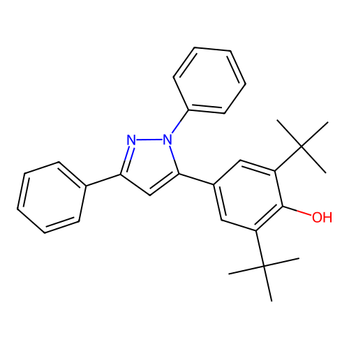 2,6-di-tert-butyl-4-(1,3-diphenyl-1H-pyrazol-5-yl)phenol structure