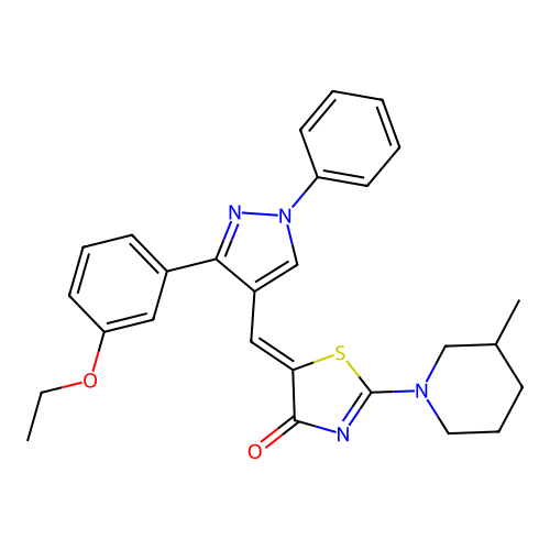 (Z)-5-((3-(3-ethoxyphenyl)-1-phenyl-1H-pyrazol-4-yl)methylene)-2-(3-methylpiperidin-1-yl)thiazol-4(5H)-one structure