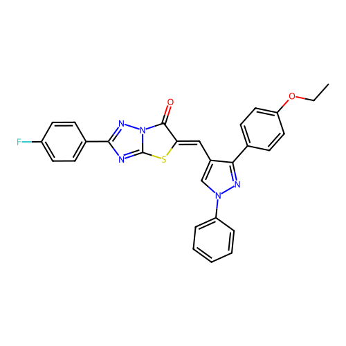 (Z)-5-((3-(4-ethoxyphenyl)-1-phenyl-1H-pyrazol-4-yl)methylene)-2-(4-fluorophenyl)thiazolo[3,2-b][1,2,4]triazol-6(5H)-one structure