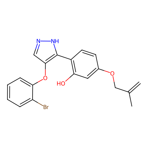 2-[4-(2-bromophenoxy)-1H-pyrazol-3-yl]-5-[(2-methylprop-2-en-1-yl)oxy]phenol structure