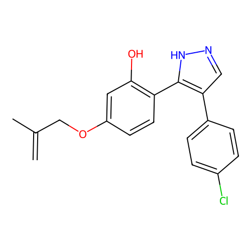 2-[4-(4-chlorophenyl)-1H-pyrazol-3-yl]-5-[(2-methylprop-2-en-1-yl)oxy]phenol structure