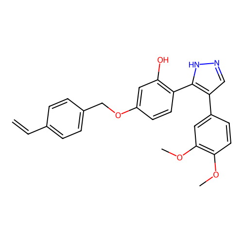 2-(4-(3,4-dimethoxyphenyl)-1H-pyrazol-3-yl)-5-((4-vinylbenzyl)oxy)phenol structure