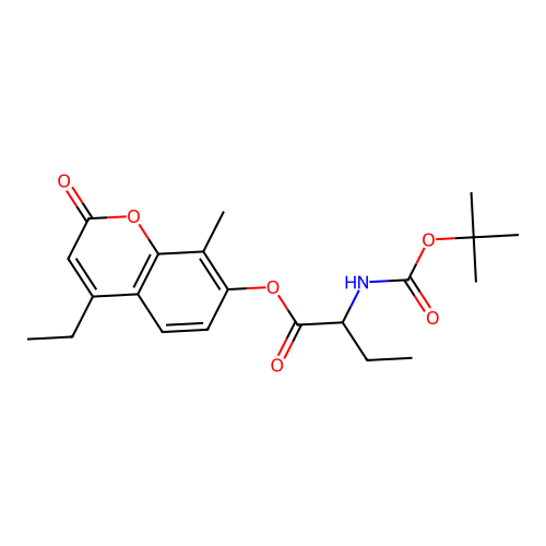4-ethyl-8-methyl-2-oxo-2H-chromen-7-yl 2-((tert-butoxycarbonyl)amino)butanoate structure