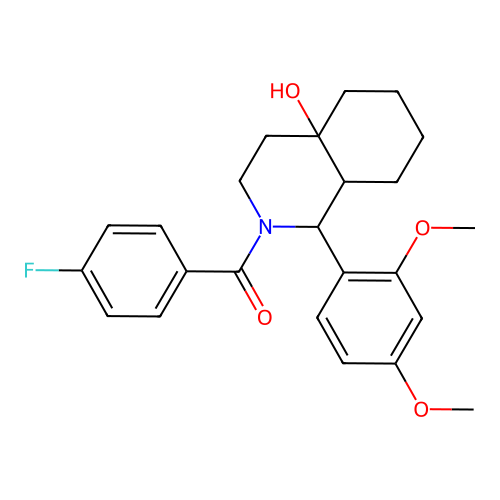 (1-(2,4-dimethoxyphenyl)-4a-hydroxyoctahydroisoquinolin-2(1H)-yl)(4-fluorophenyl)methanone structure