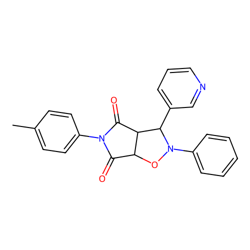 2-phenyl-3-(pyridin-3-yl)-5-(p-tolyl)dihydro-2H-pyrrolo[3,4-d]isoxazole-4,6(5H,6aH)-dione structure