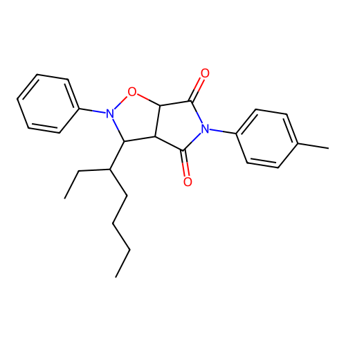 3-(heptan-3-yl)-2-phenyl-5-(p-tolyl)dihydro-2H-pyrrolo[3,4-d]isoxazole-4,6(5H,6aH)-dione structure