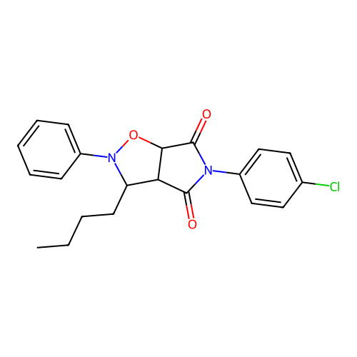 3-butyl-5-(4-chlorophenyl)-2-phenyldihydro-2H-pyrrolo[3,4-d]isoxazole-4,6(5H,6aH)-dione structure