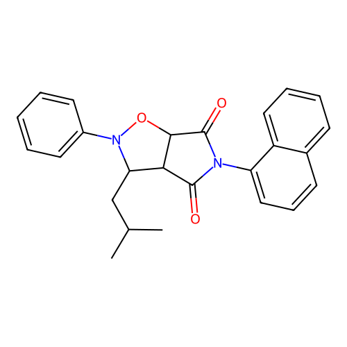 3-(2-methylpropyl)-5-(naphthalen-1-yl)-2-phenyldihydro-2H-pyrrolo[3,4-d][1,2]oxazole-4,6(3H,5H)-dione structure