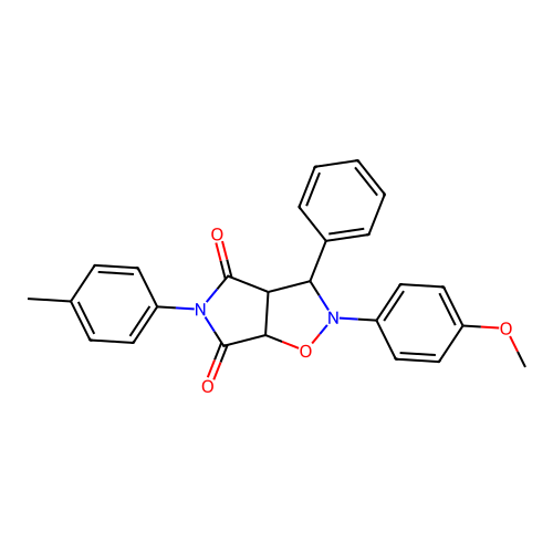 2-(4-methoxyphenyl)-3-phenyl-5-(p-tolyl)dihydro-2H-pyrrolo[3,4-d]isoxazole-4,6(5H,6aH)-dione structure