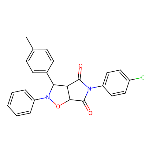 5-(4-chlorophenyl)-2-phenyl-3-(p-tolyl)dihydro-2H-pyrrolo[3,4-d]isoxazole-4,6(5H,6aH)-dione structure