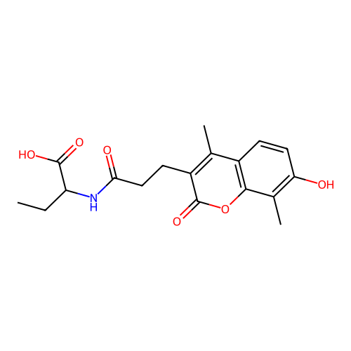 2-(3-(7-hydroxy-4,8-dimethyl-2-oxo-2H-chromen-3-yl)propanamido)butanoic acid structure