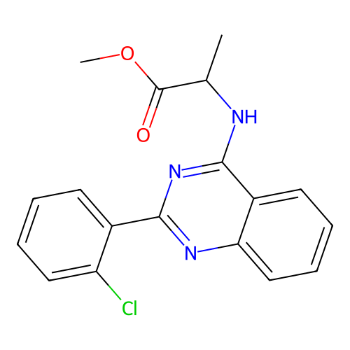Methyl 2-((2-(2-chlorophenyl)quinazolin-4-yl)amino)propanoate structure