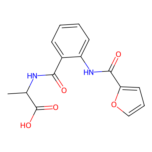 N-({2-[(furan-2-ylcarbonyl)amino]phenyl}carbonyl)alanine structure