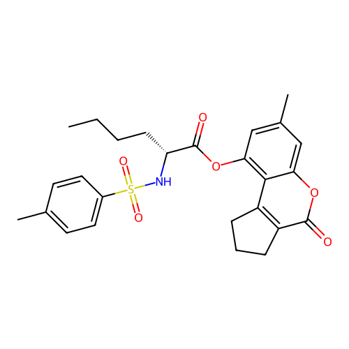 (7-methyl-4-oxo-2,3-dihydro-1H-cyclopenta[c]chromen-9-yl) (2R)-2-[(4-methylphenyl)sulfonylamino]hexanoate structure