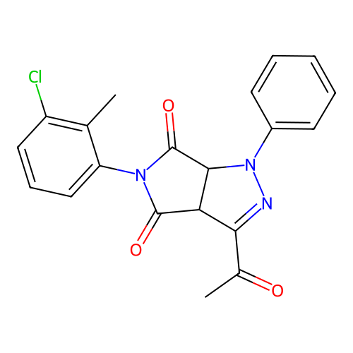 3-acetyl-5-(3-chloro-2-methylphenyl)-1-phenyl-3a,6a-dihydropyrrolo[3,4-c]pyrazole-4,6(1H,5H)-dione structure