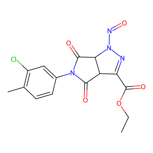 ethyl 5-(3-chloro-4-methylphenyl)-1-nitroso-4,6-dioxo-1,3a,4,5,6,6a-hexahydropyrrolo[3,4-c]pyrazole-3-carboxylate structure