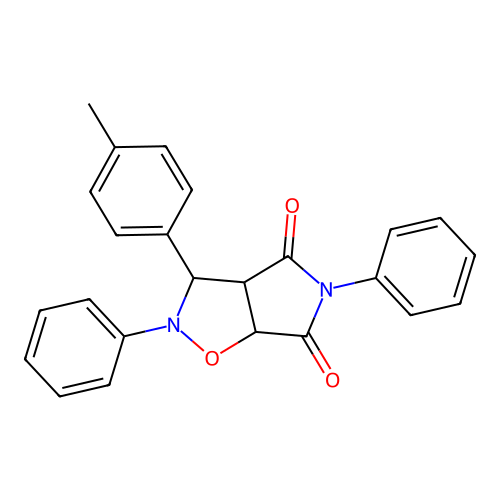 2,5-diphenyl-3-(p-tolyl)dihydro-2H-pyrrolo[3,4-d]isoxazole-4,6(5H,6aH)-dione structure