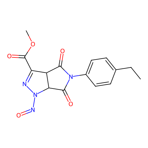 methyl 5-(4-ethylphenyl)-1-nitroso-4,6-dioxo-1,3a,4,5,6,6a-hexahydropyrrolo[3,4-c]pyrazole-3-carboxylate structure