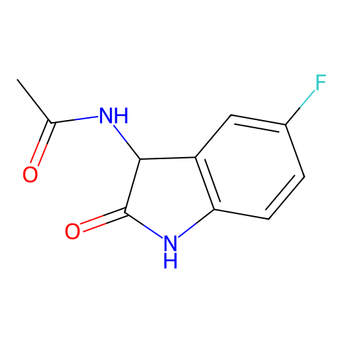 N-(5-fluoro-2-oxoindolin-3-yl)acetamide structure