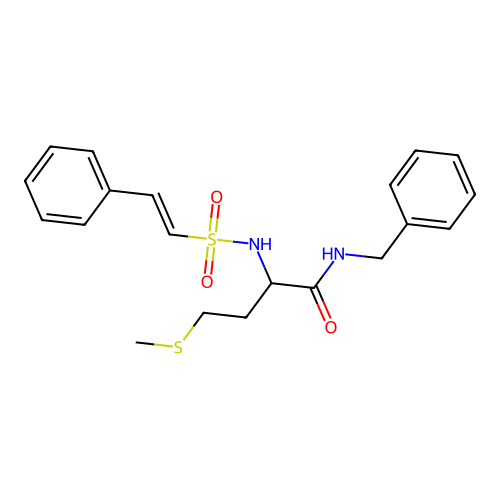 N-benzyl-4-(methylsulfanyl)-2-(2-phenylethenesulfonamido)butanamide structure