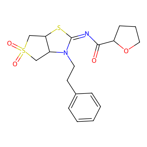(Z)-N-(5,5-dioxido-3-phenethyltetrahydrothieno[3,4-d]thiazol-2(3H)-ylidene)tetrahydrofuran-2-carboxamide structure