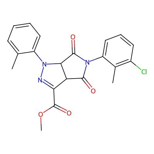 methyl 5-(3-chloro-2-methylphenyl)-1-(2-methylphenyl)-4,6-dioxo-1,3a,4,5,6,6a-hexahydropyrrolo[3,4-c]pyrazole-3-carboxylate structure