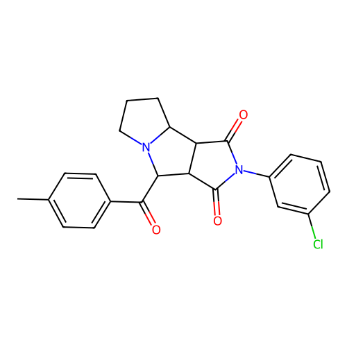 2-(3-chlorophenyl)-4-[(4-methylphenyl)carbonyl]hexahydropyrrolo[3,4-a]pyrrolizine-1,3(2H,4H)-dione structure
