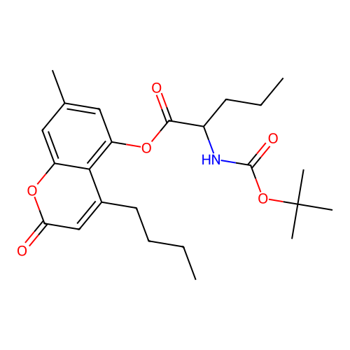 4-butyl-7-methyl-2-oxo-2H-chromen-5-yl 2-((tert-butoxycarbonyl)amino)pentanoate structure