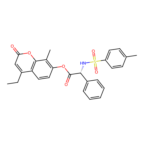 (4-ethyl-8-methyl-2-oxochromen-7-yl) (2R)-2-[(4-methylphenyl)sulfonylamino]-2-phenylacetate structure
