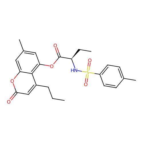 (7-methyl-2-oxo-4-propylchromen-5-yl) (2R)-2-[(4-methylphenyl)sulfonylamino]butanoate structure