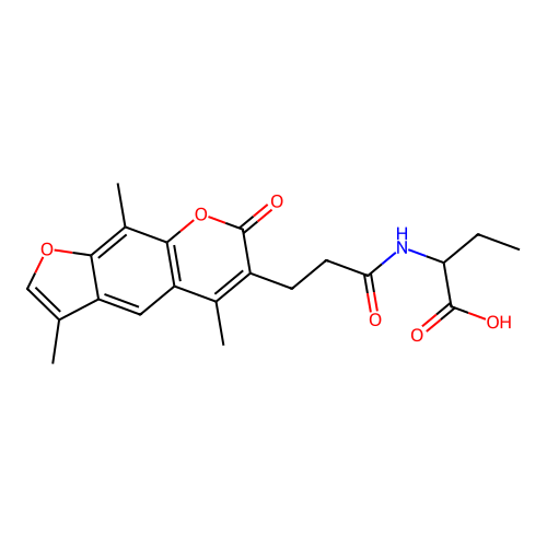 2-(3-(3,5,9-trimethyl-7-oxo-7H-furo[3,2-g]chromen-6-yl)propanamido)butanoic acid structure